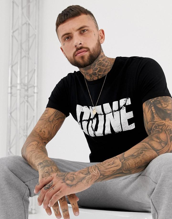 Bershka T-shirt In Black With Slogan - Black