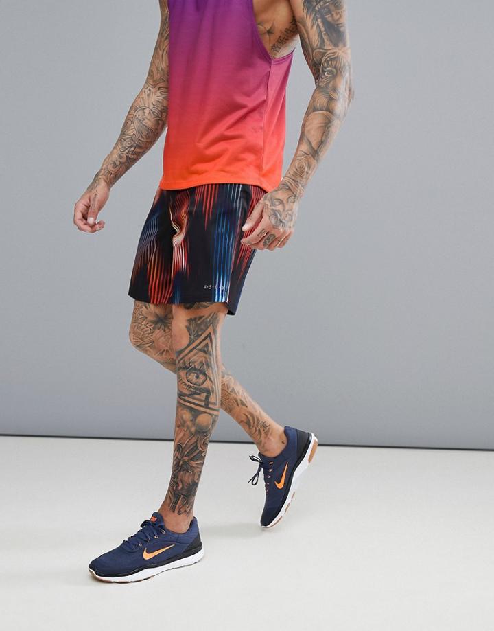 Asos 4505 Shorts With Glitch Print In Mid Length - Black