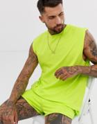 Asos Design Oversized Longline Sleeveless T-shirt In Green
