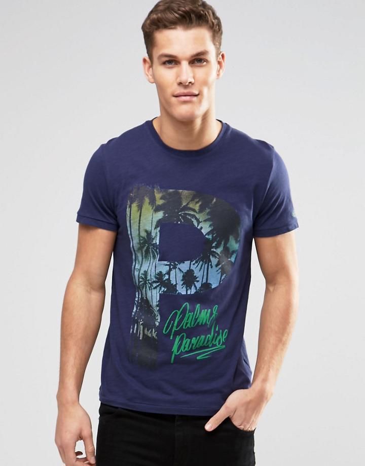 Esprit Palm Print T-shirt - Navy