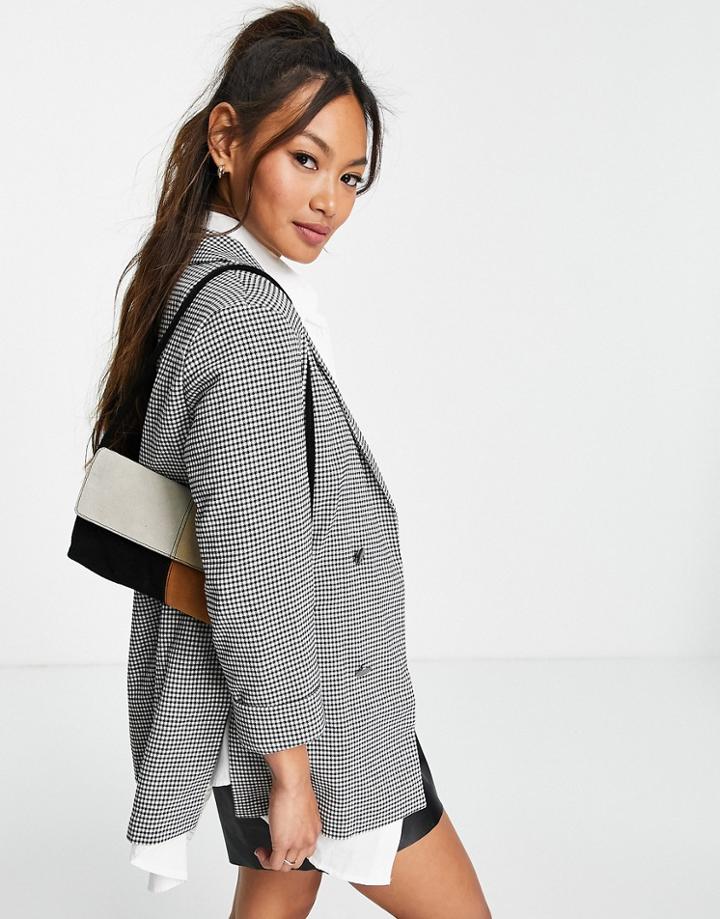 Pull & Bear Blazer In Mono Check-multi