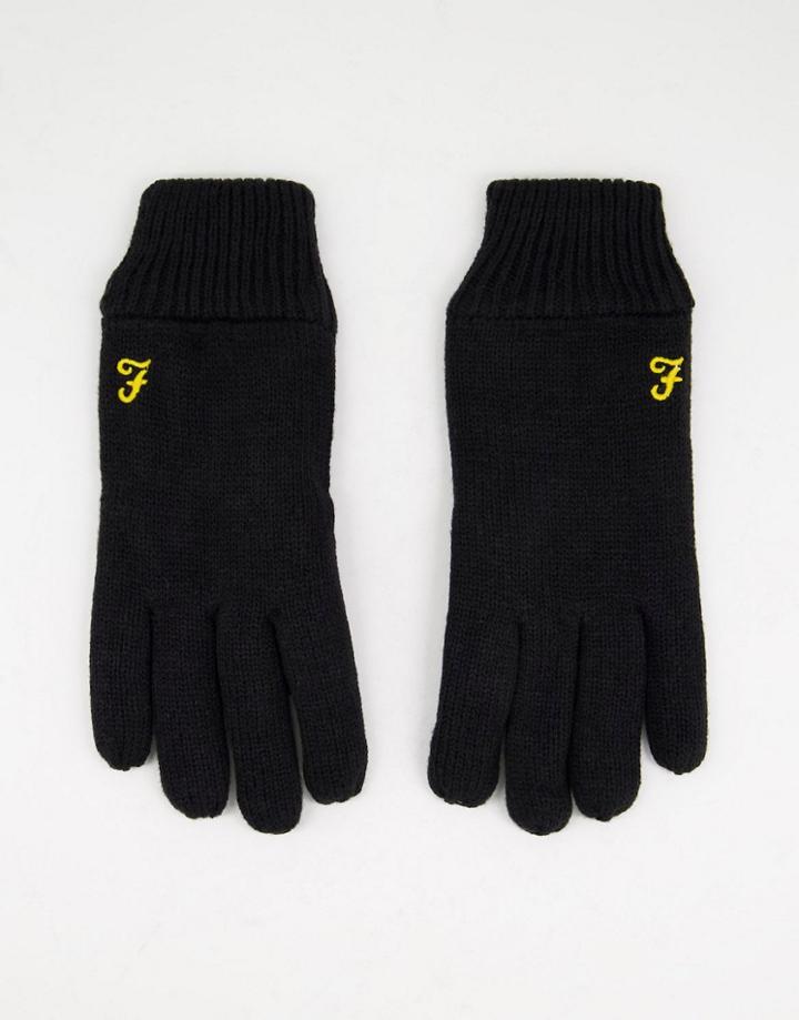 Farah Logo Gloves In Black