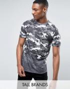 Jacamo Tall T-shirt With Camo Print In White And Khaki - Gray