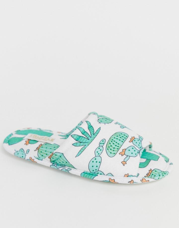 Truffle Collection Cactus Print Slippers-multi