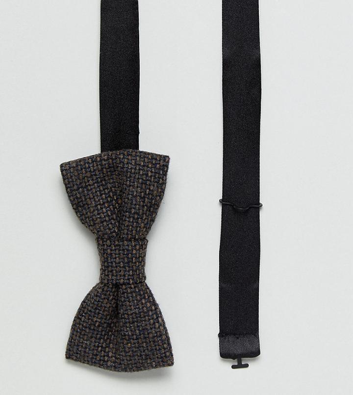 Heart & Dagger Bow Tie In Herrginbone Tweed - Brown
