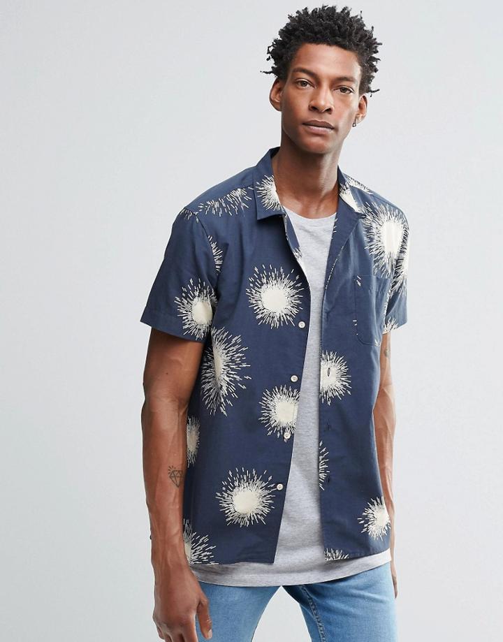 Ymc Printed Short Sleeve Shirt - Navy