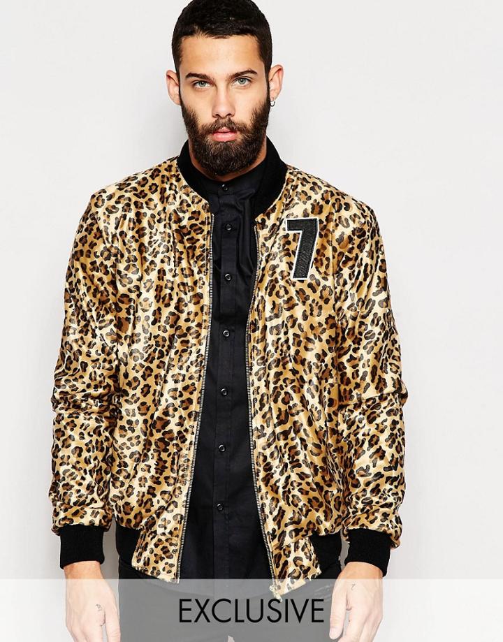 Reclaimed Vintage Velour Bomber Jacket With Patch - Brown