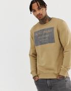 Blend Sweatshirt With Flock Print In Tan - Brown