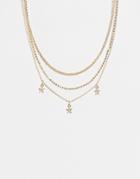 Topshop Crystal Star Choker Necklace In Gold