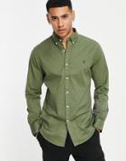 Polo Ralph Lauren Icon Logo Slim Fit Twill Shirt In Green