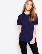 Asos Linen Look Oversized T-shirt - Navy