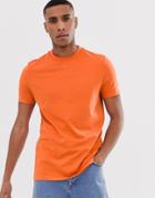 Asos Design Organic T-shirt With Crew Neck In Orange - Orange