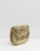 Park Lane Handmade Etched Bag With Enamel Detailing - Gold