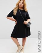 Asos Curve T-shirt Dress In Rib - Black
