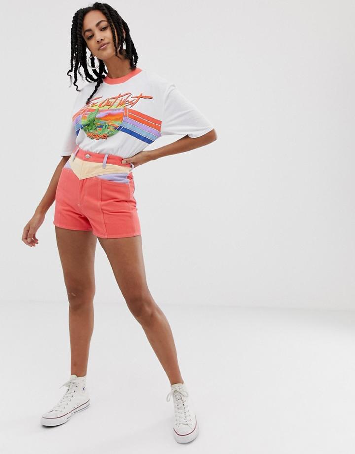 Wrangler Retro Seams Denim Shorts - Orange