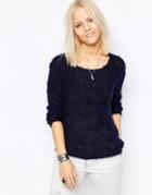 Only Perfect Fluffy Knit Sweater In Navy - Only Perfect Fluffy
