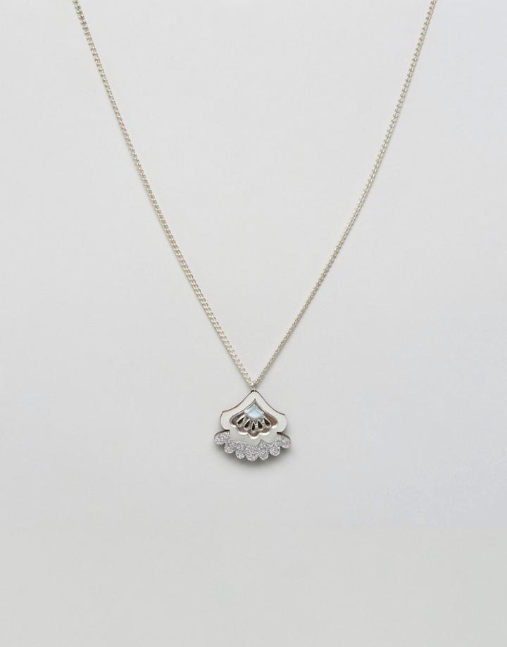 Wolf & Moon Bloom Statement Pendant - Blue