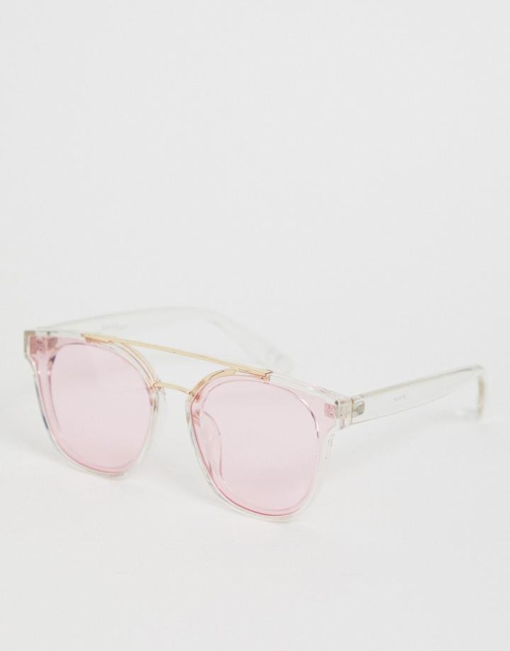 Jeepers Peepers Retro Style Sunglasses In Pink - Pink