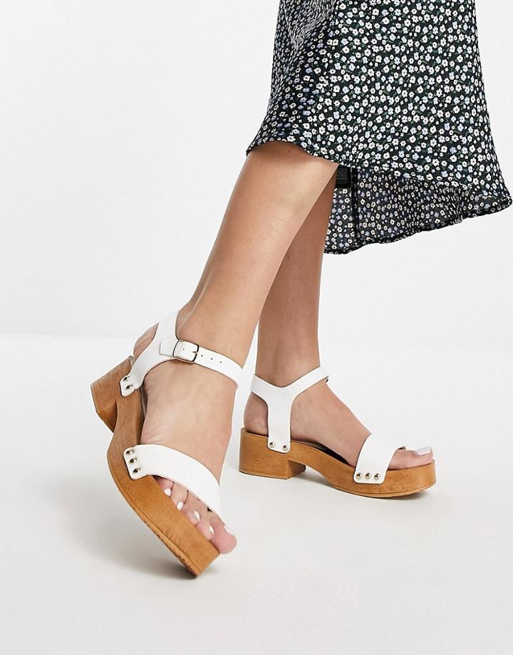 Asos Design Honestly Mid Heel Clog Sandals In White