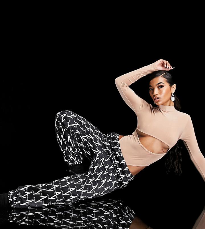Asyou Oversized Sweatpants In Monogram Print-multi