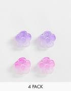 Topshop Flower 4 X Multipack Mini Hair Claw Clips In Pink And Purple