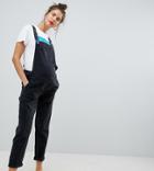 Asos Design Maternity Denim Overall In Washed Black