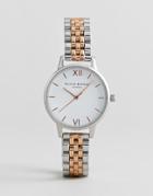 Olivia Burton Ob16mdw25 White Dial Bracelet Watch In Mixed Metal - Silver
