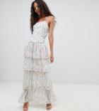 Vero Moda Tall Floral Tiered Maxi Dress - White