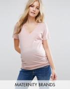 New Look Maternity Pocket T-shirt - Pink