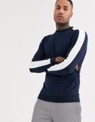 Asos Design Muscle Sweatshirt In Navy With Side Stripe