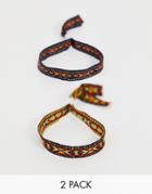 Asos Design Festival Bracelet Pack With Tie In Multicolor - Multi