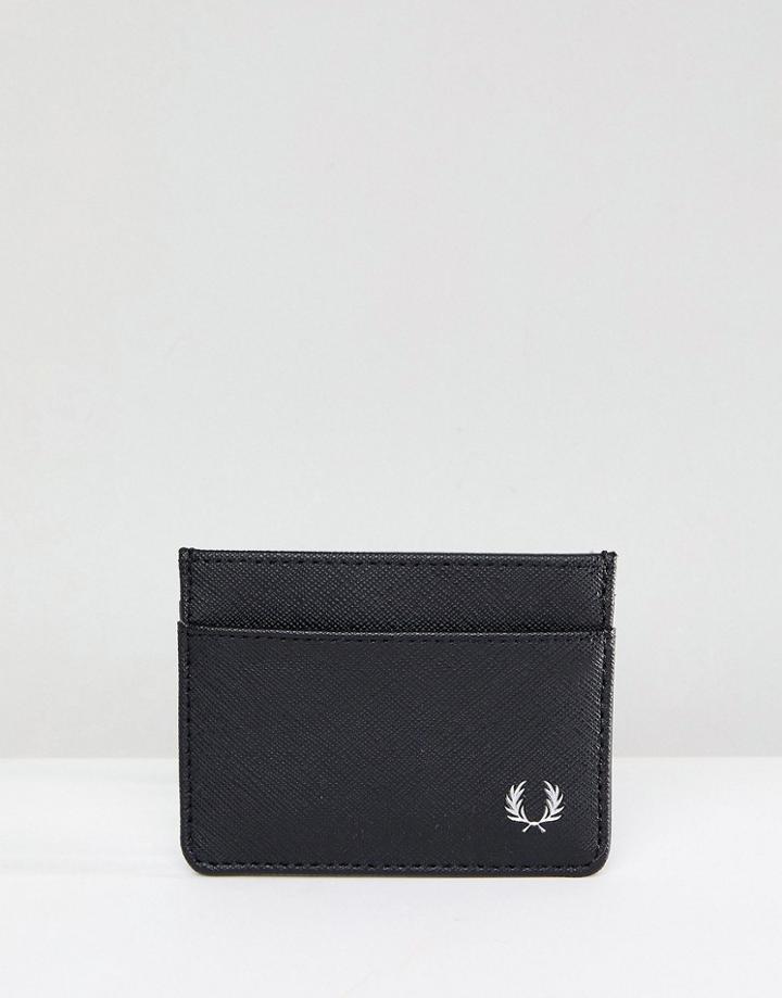 Fred Perry Saffiano Card Holder In Black - Black
