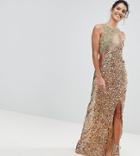 A Star Is Born Three Tone Maxi Dress With Fishtail - Gold