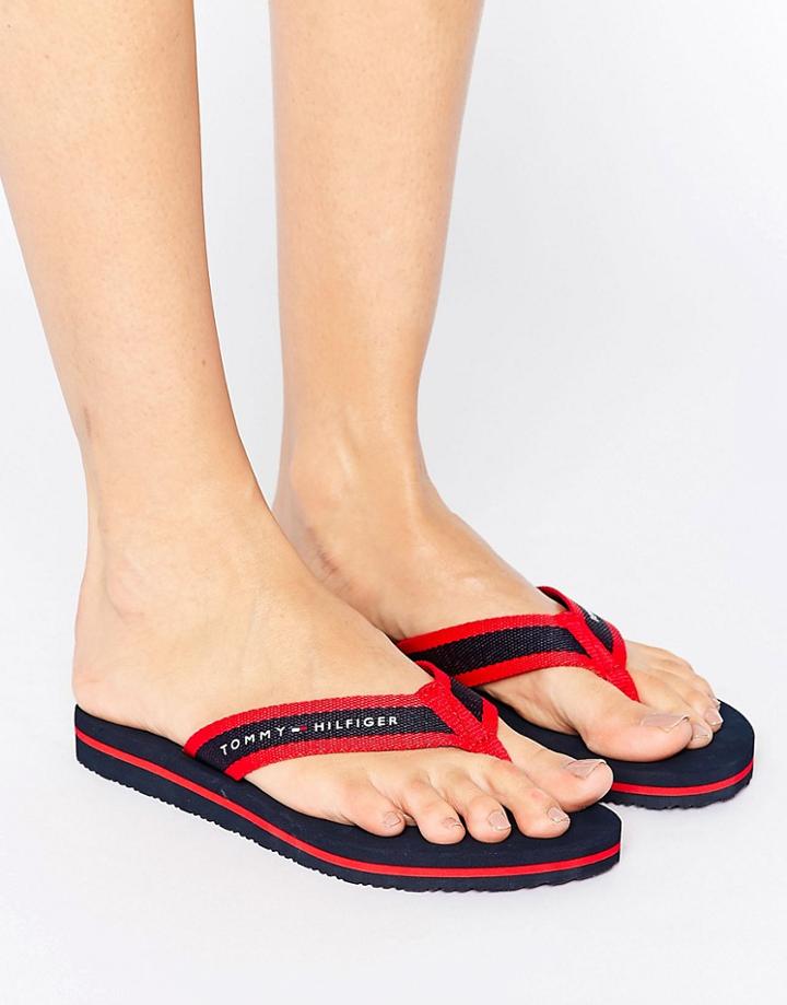 Tommy Hilfiger Miellie Logo Red Contrast Flip Flops - Multi