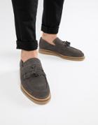 Asos Design Loafers In Grey Suede With Faux Crepe Sole - Gray