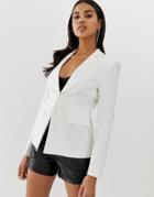 4th + Reckless Cut Out Back Blazer In White - White