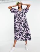 Y.a.s Smock Midi Dress In Bold Floral-purple