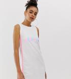 Ellesse Relaxed Tank Dress With Front Logo In Pastel Color Block-white