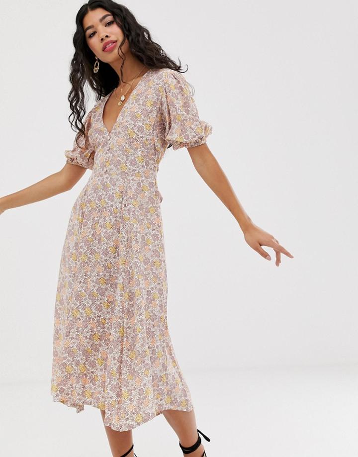 Faithfull Delia Floral Midi Dress - Multi