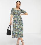 Influence Petite Puff Sleeve Midi Dress In Bold Floral Print-multi