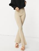Asos Design Hourglass Kick Flare Pants In Oatmeal Heather-neutral