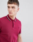 Fred Perry Twin Tipped Polo In Raspberry - Red