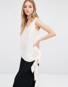 Neon Rose Sleeveless Top In V Neck With Tie Belt - Multi