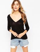 Asos The New Forever T-shirt With Long Sleeves In Soft Touch - Black