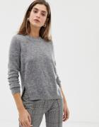 River Island Long Sleeve Sweater In Dark Gray
