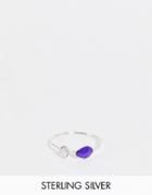 Kingsley Ryan Double Crystal Ring With Amethyst In Sterling Silver