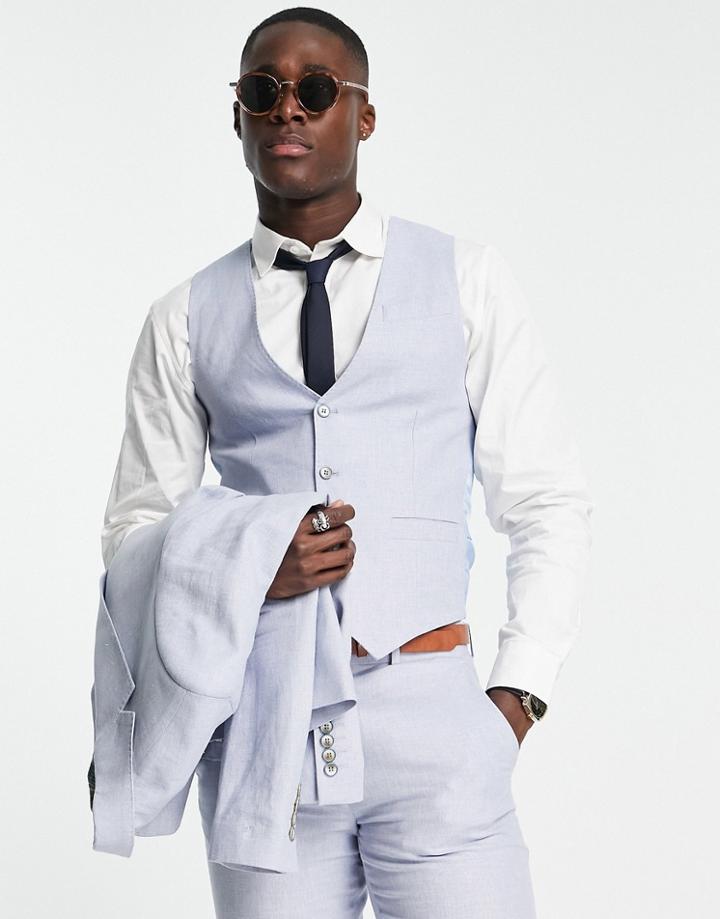 Gianni Feraud Slim Fit Vest In Light Blue