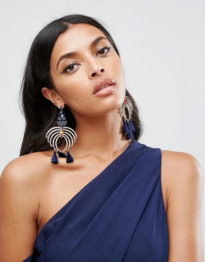 Asos Statement Chandelier Jewel Earrings - Gold
