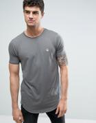 Le Breve Raw Edge Longline T-shirt - Gray