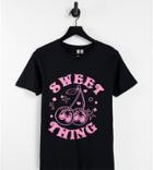 Asos Design Petite T-shirt With Sweet Thing Cherry Graphic In Black